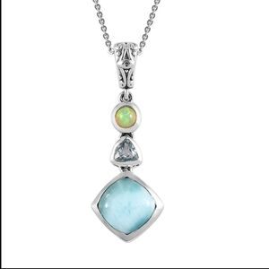 🆕️ Artisan Crafted Larimar, Multi Gemstone Pendant Necklace in Sterling Silver